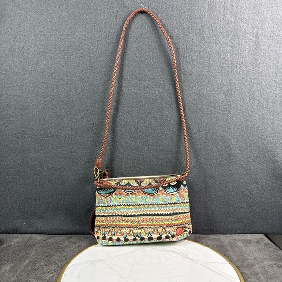 Sakroots Women's Campus Artist Circle Crossbody Purse Wristlet Leather Bird Logo - Picture 4 of 9